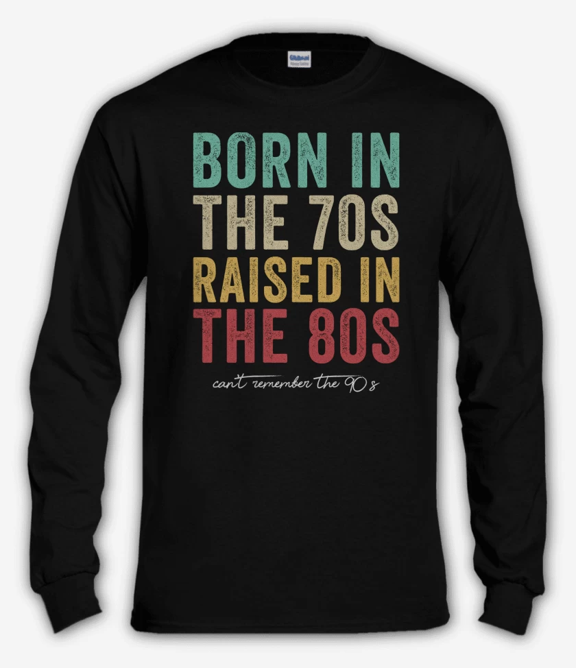 Polera manga larga Negro de Nacido en los 70s