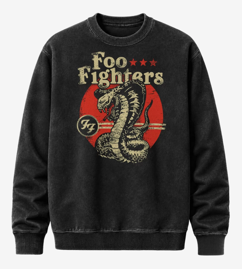 Poleron Polo Acid Wash Negro de Foo Fighters Cobra