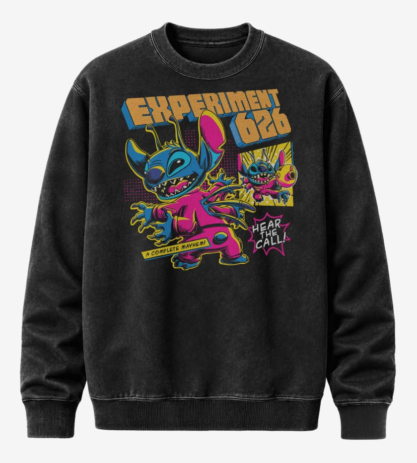 Poleron Polo Acid Wash Negro de Stitch Hear the Call