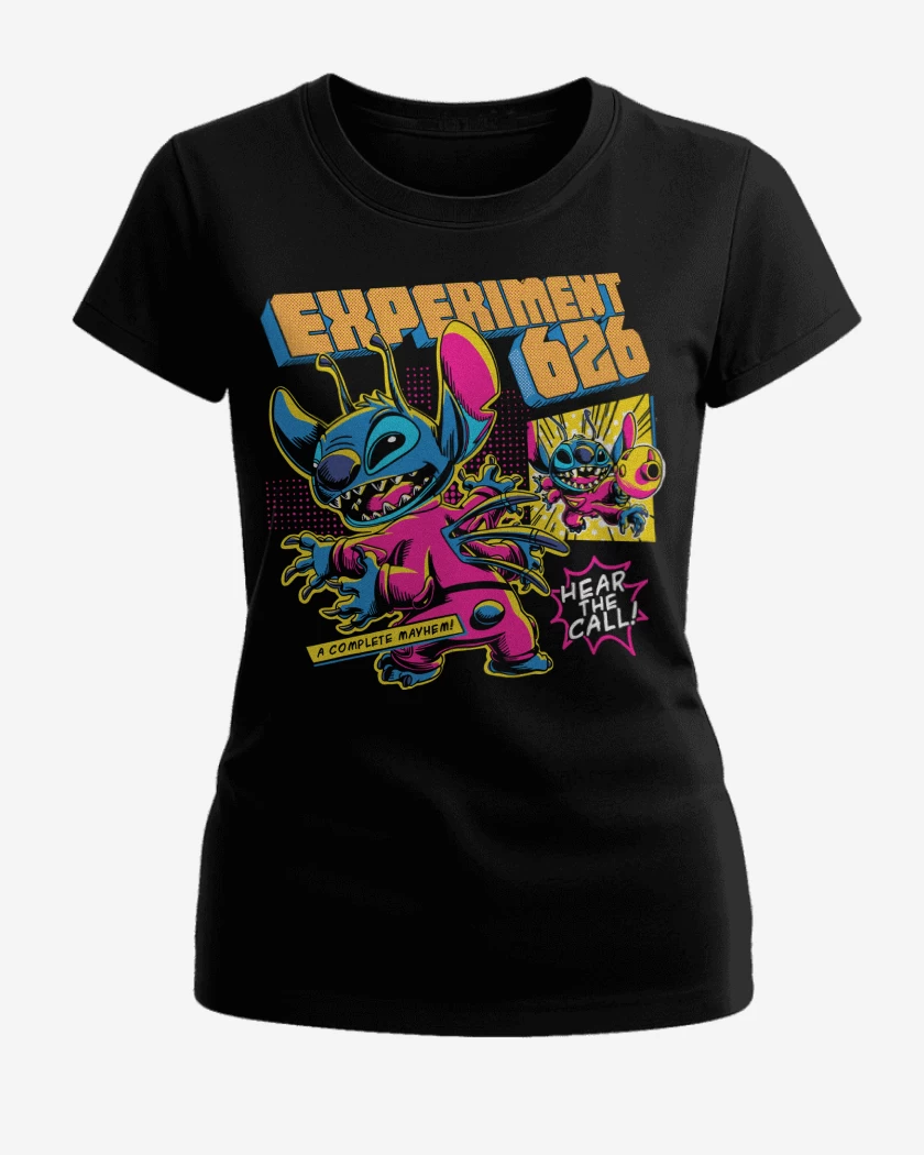 Polera de Mujer Negro de Stitch Hear the Call