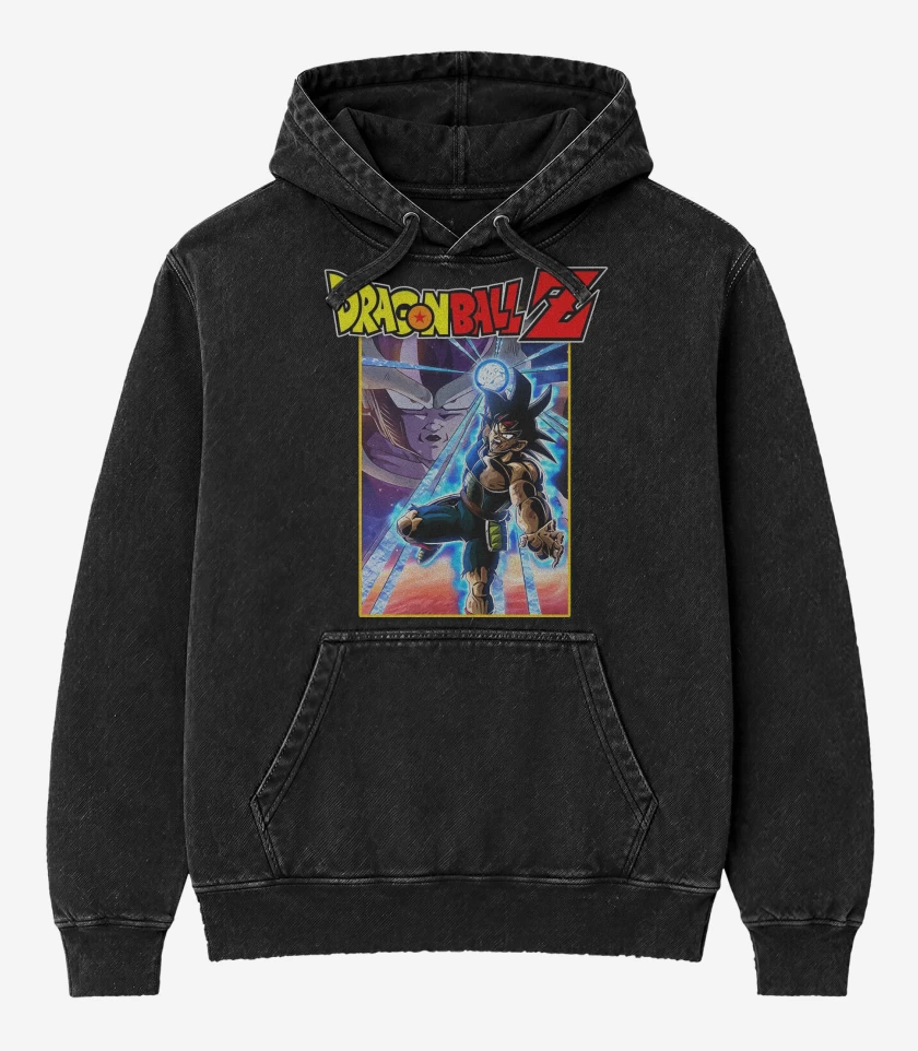 Poleron Canguro Acid Wash Negro de DBZ Bardock Father of Goku