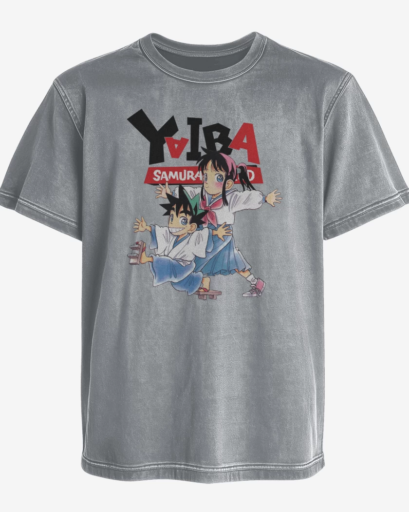 Polera desgastada Gris Melange de Yaiba El Pequeño Samurai