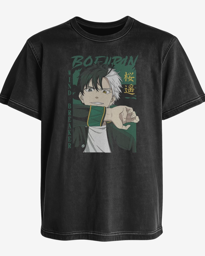 Polera desgastada Negro de Wind Breaker Haruka Sakura