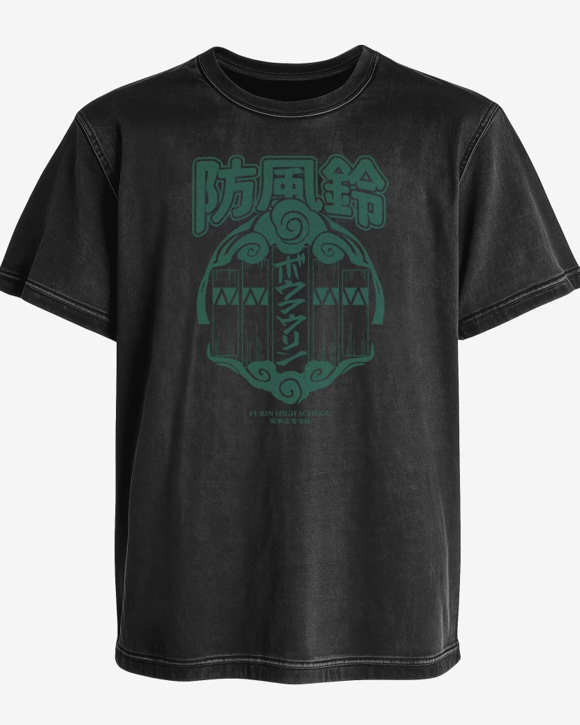 Polera desgastada Negro de Wind Breaker Furin v1