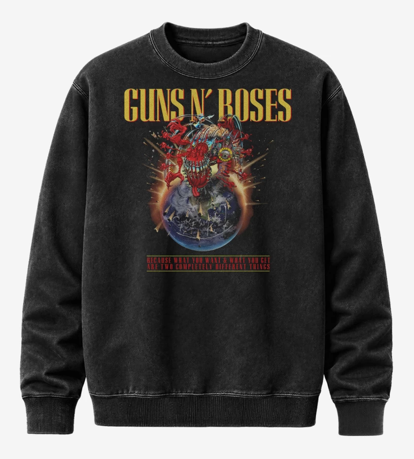 Poleron Polo Acid Wash Negro de Guns n Roses Tour 2025
