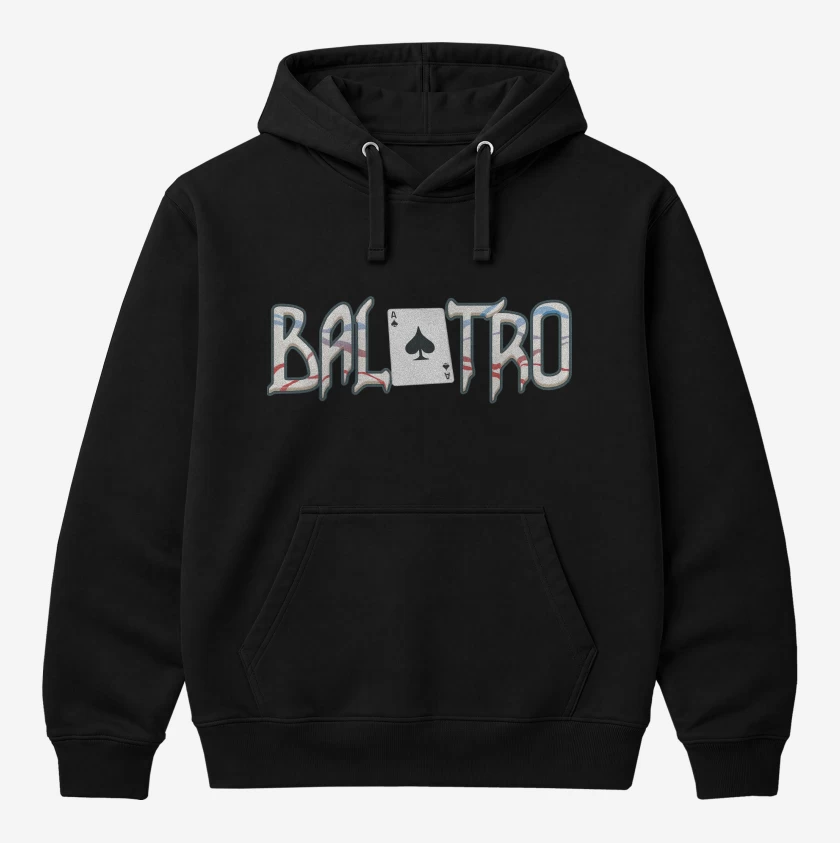 Polerón Canguro Negro de Balatro Logo