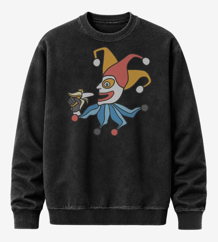 Poleron Polo Acid Wash Negro de Balatro Joker Cavendish