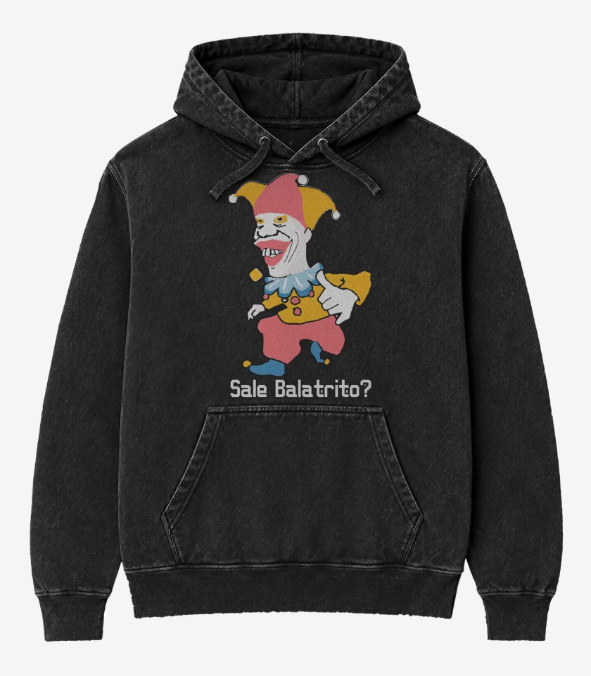 Poleron Canguro Acid Wash Negro de Balatro Balatrito