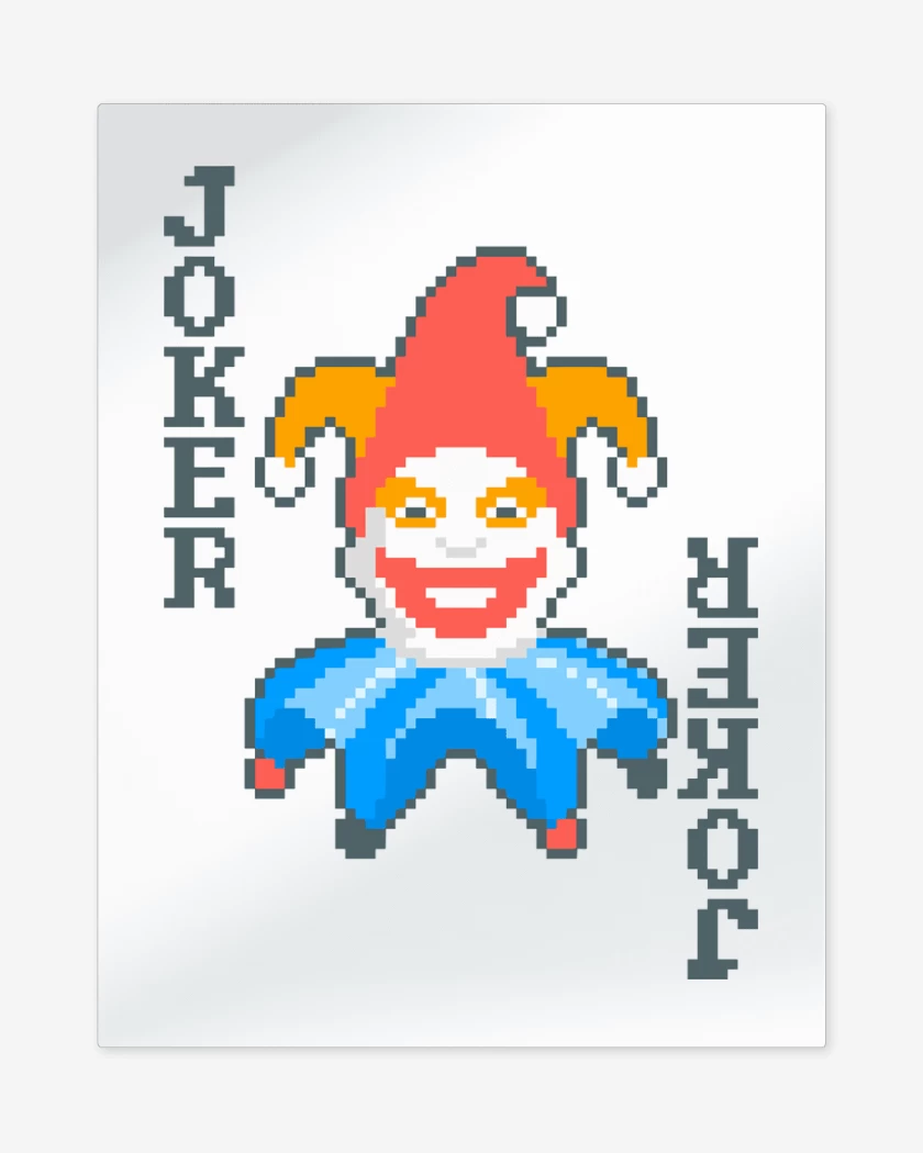 Print metalico Blanco de Balatro Joker Jimbo