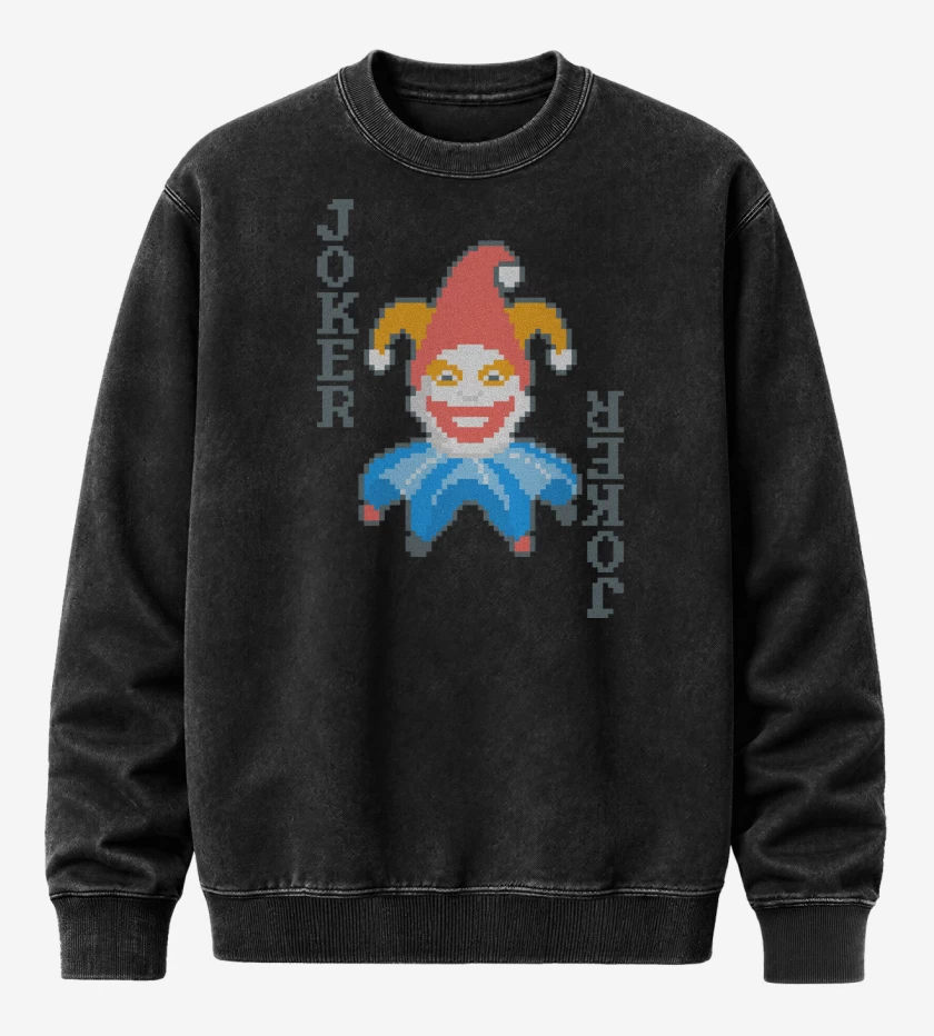 Poleron Polo Acid Wash Negro de Balatro Joker Jimbo