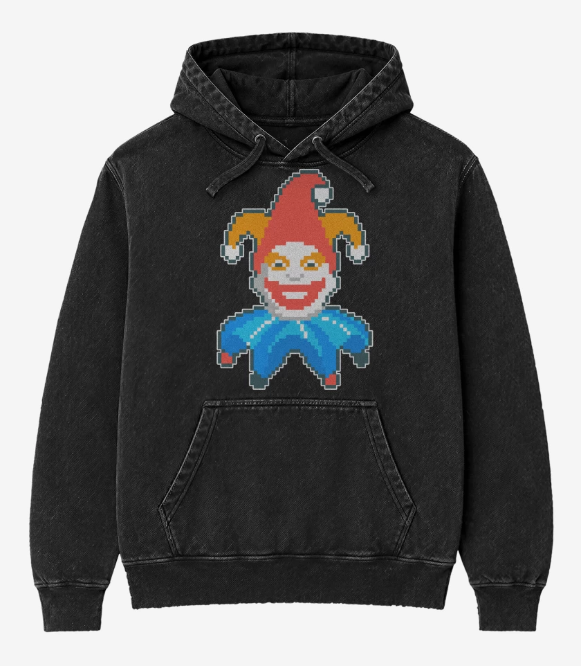 Poleron Canguro Acid Wash Negro de Balatro Jimbo
