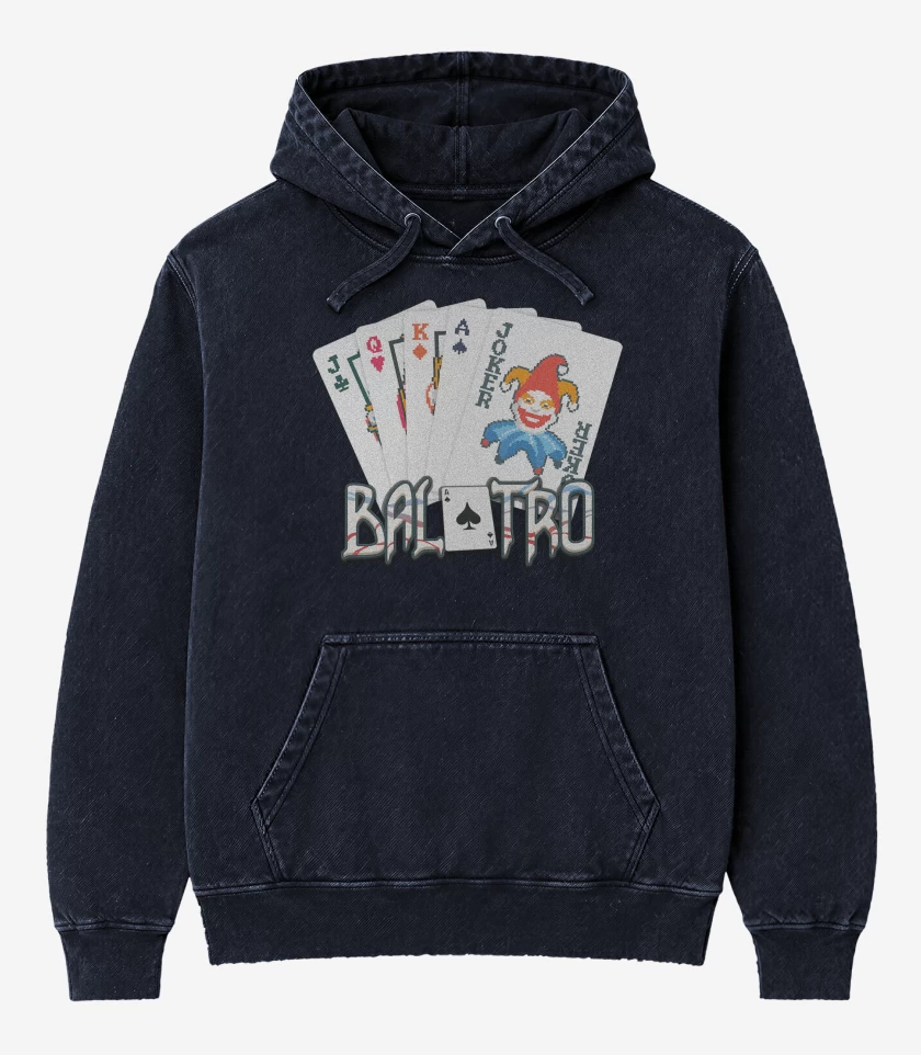 Poleron Canguro Acid Wash Azul Marino de Balatro Mano