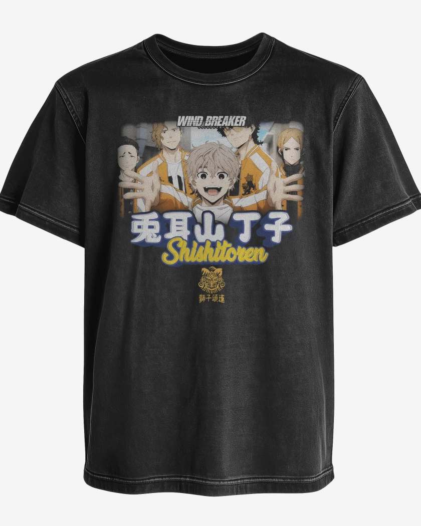 Polera desgastada Negro de Choji Shishitoren