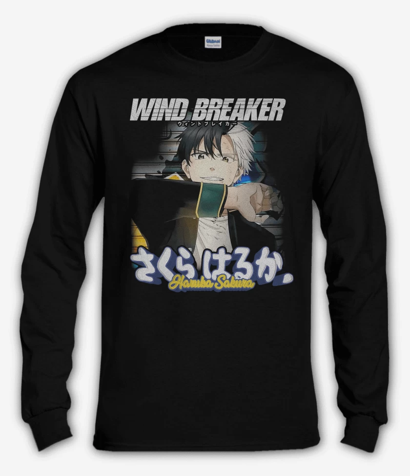 Polera manga larga Negro de Haruka Sakura Wind breaker
