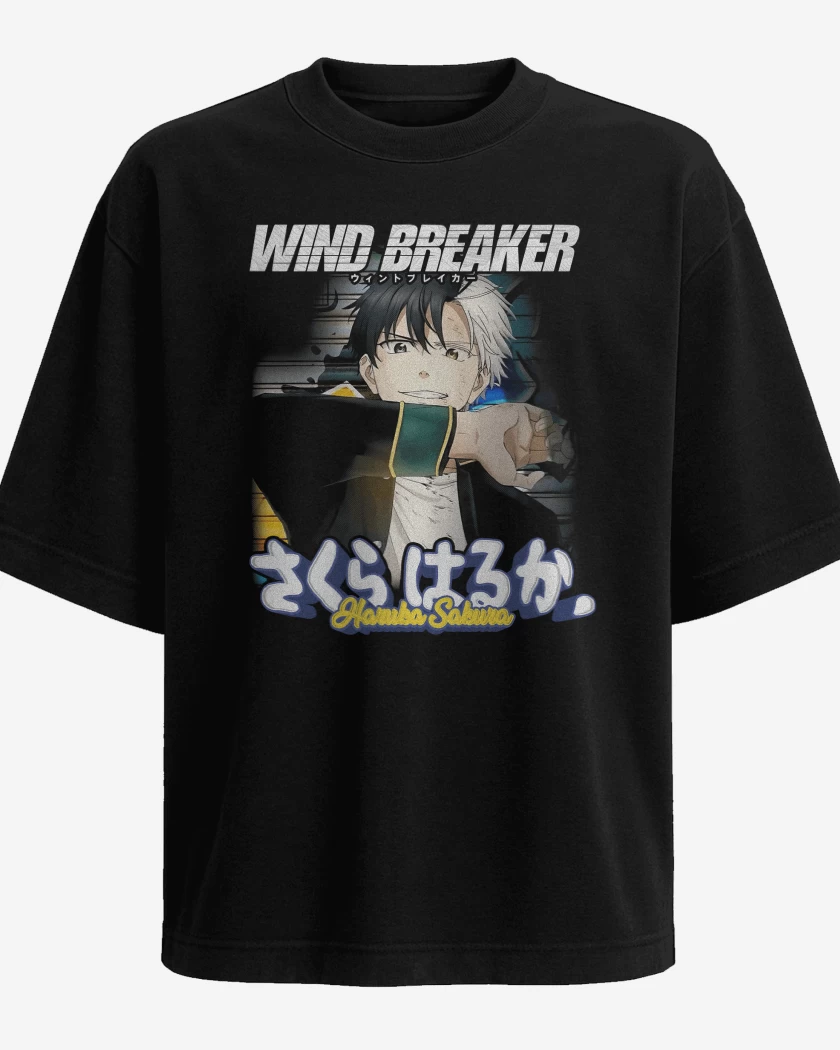 Polera Oversize Negro de Haruka Sakura Wind breaker
