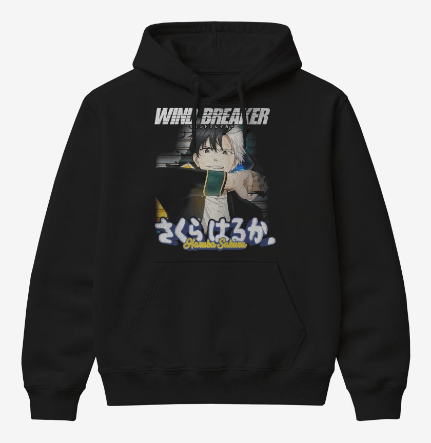 Poleron Canguro básico Negro de Haruka Sakura Wind breaker