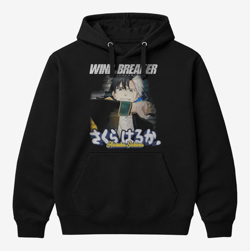 Polerón Canguro Negro de Haruka Sakura Wind breaker