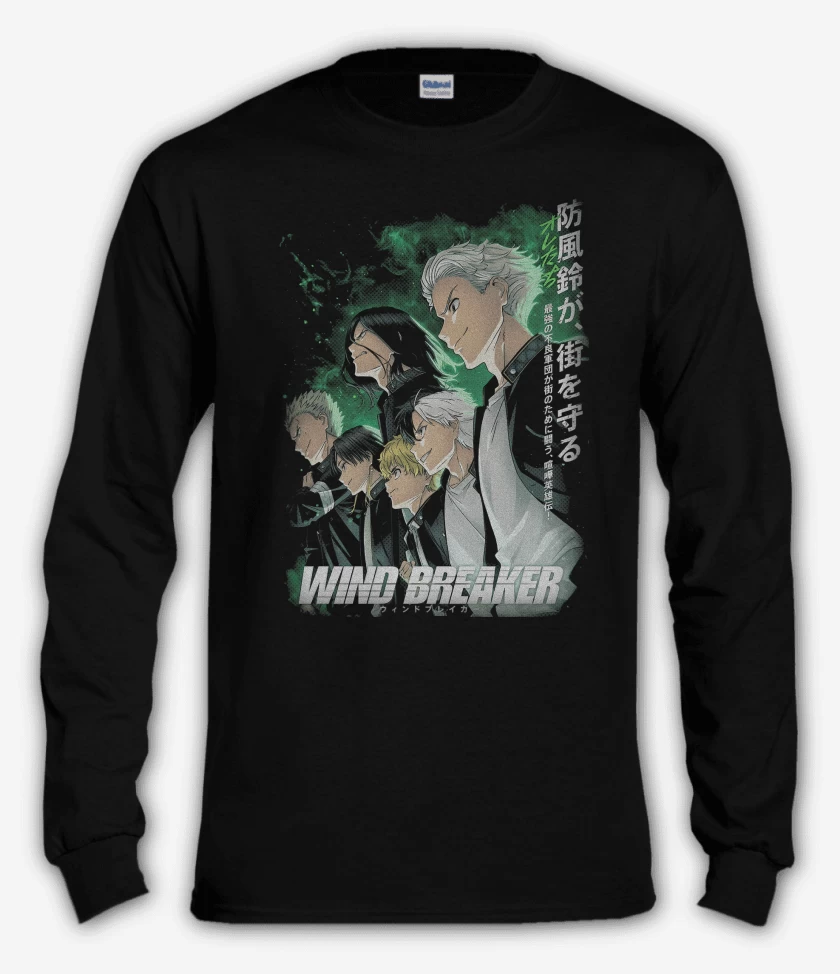 Polera manga larga Negro de Furin Wind Breaker
