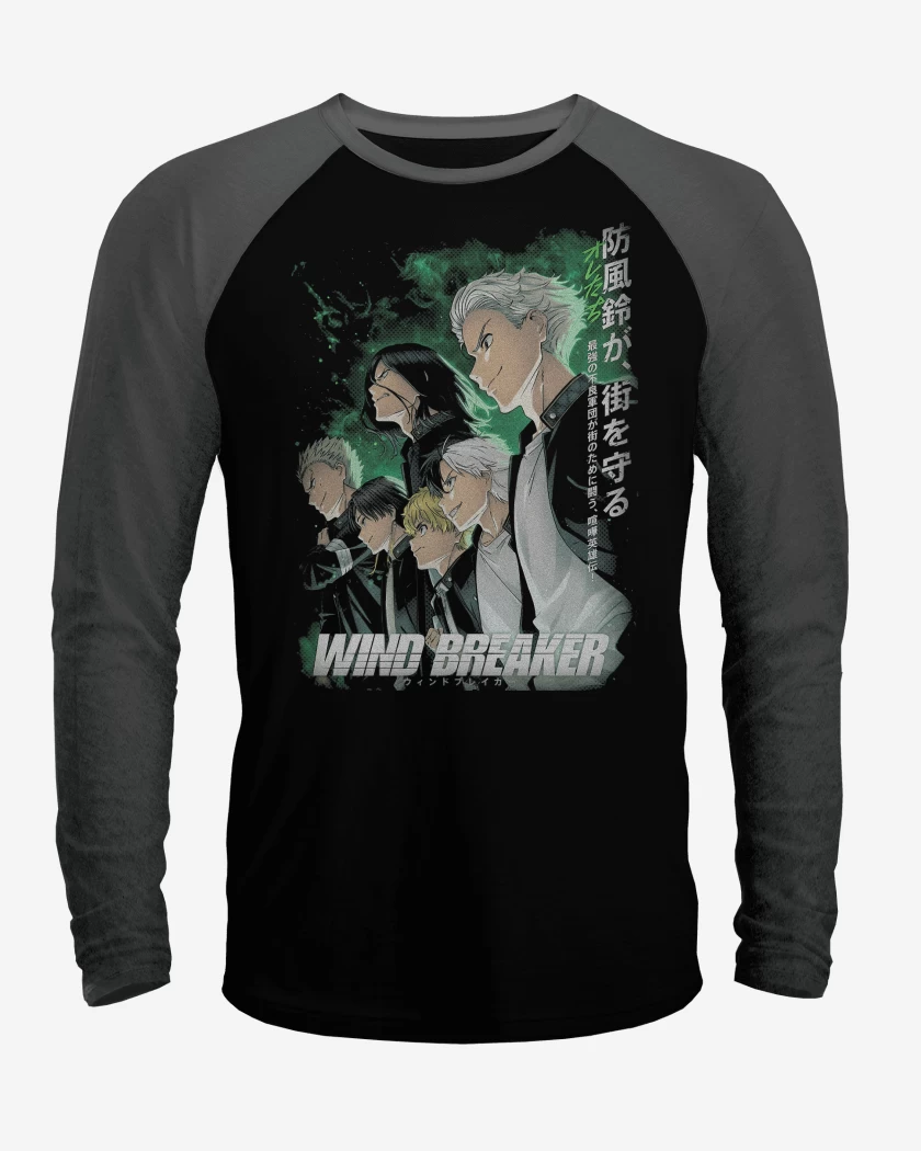 Polera Raglan Negro / Negro Heather de Furin Wind Breaker