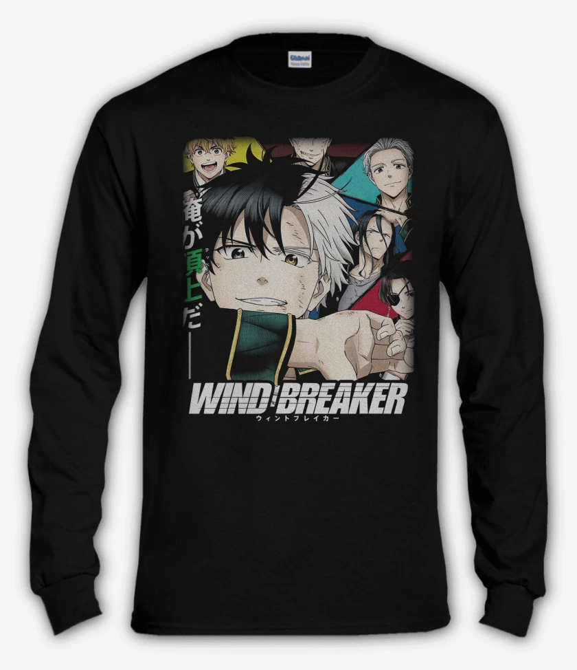 Polera manga larga Negro de Wind Breaker