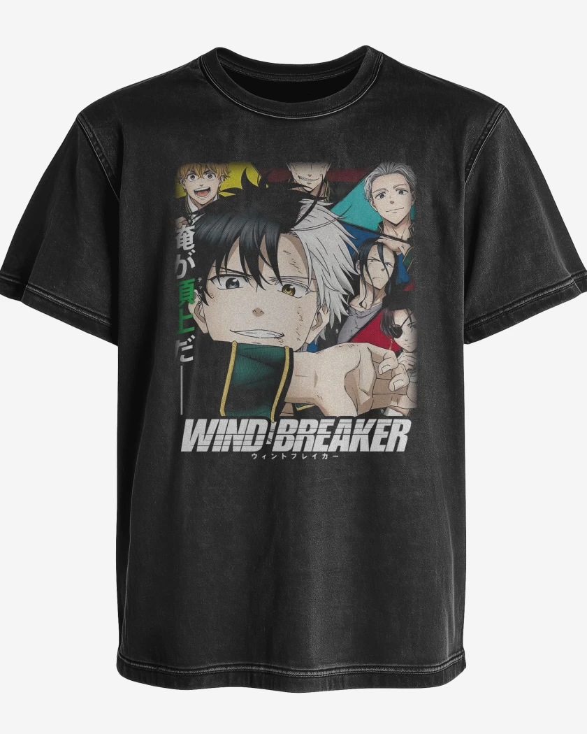 Polera desgastada Negro de Wind Breaker
