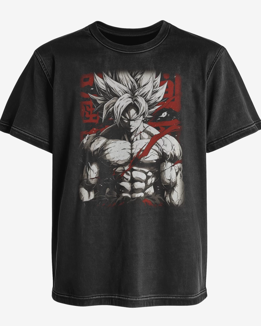 Polera desgastada Negro de Goku  Fury