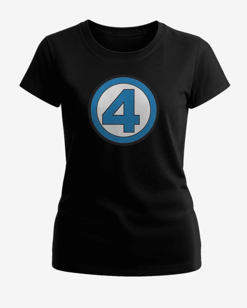 Polera de Mujer Negro de Los Cuatro Fantasticos Simbolo Comic