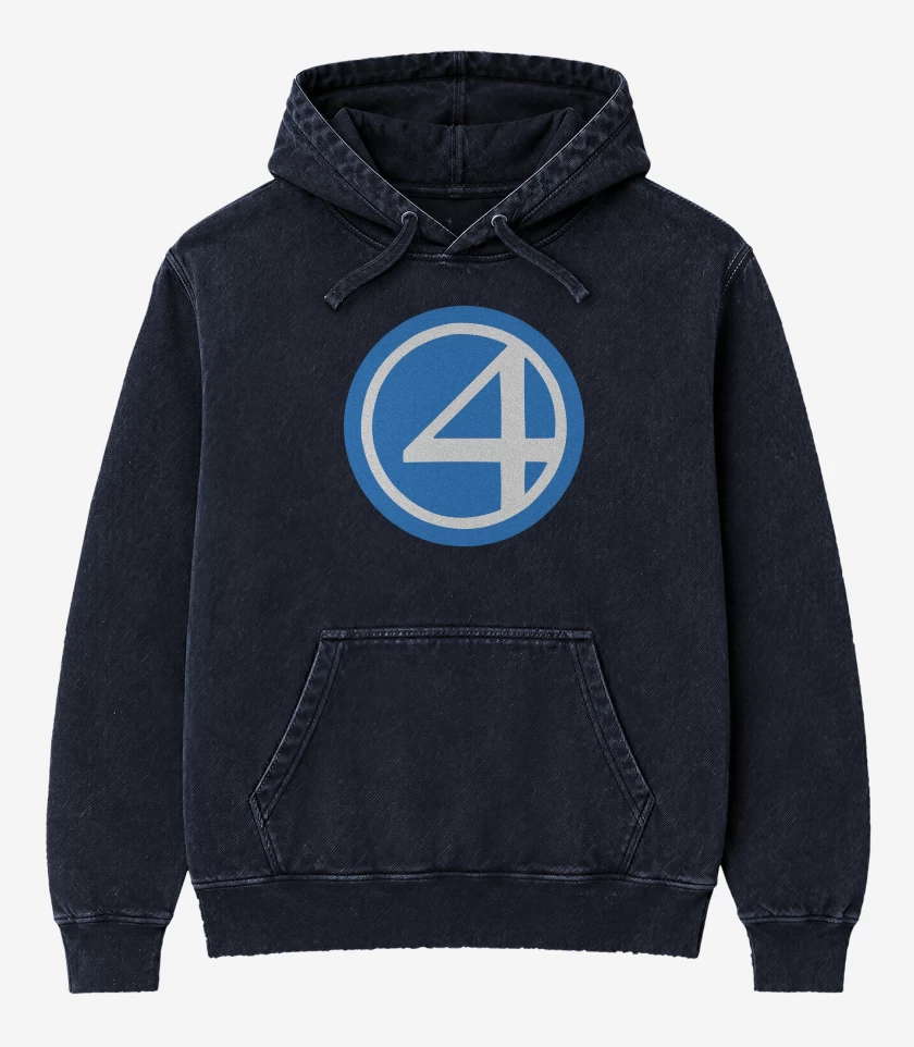 Poleron Canguro Acid Wash Los Cuatro Fantasticos Simbolo