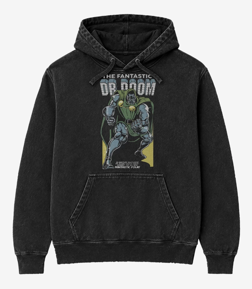 Poleron Canguro Acid Wash Negro de The Fantastic Dr Doom