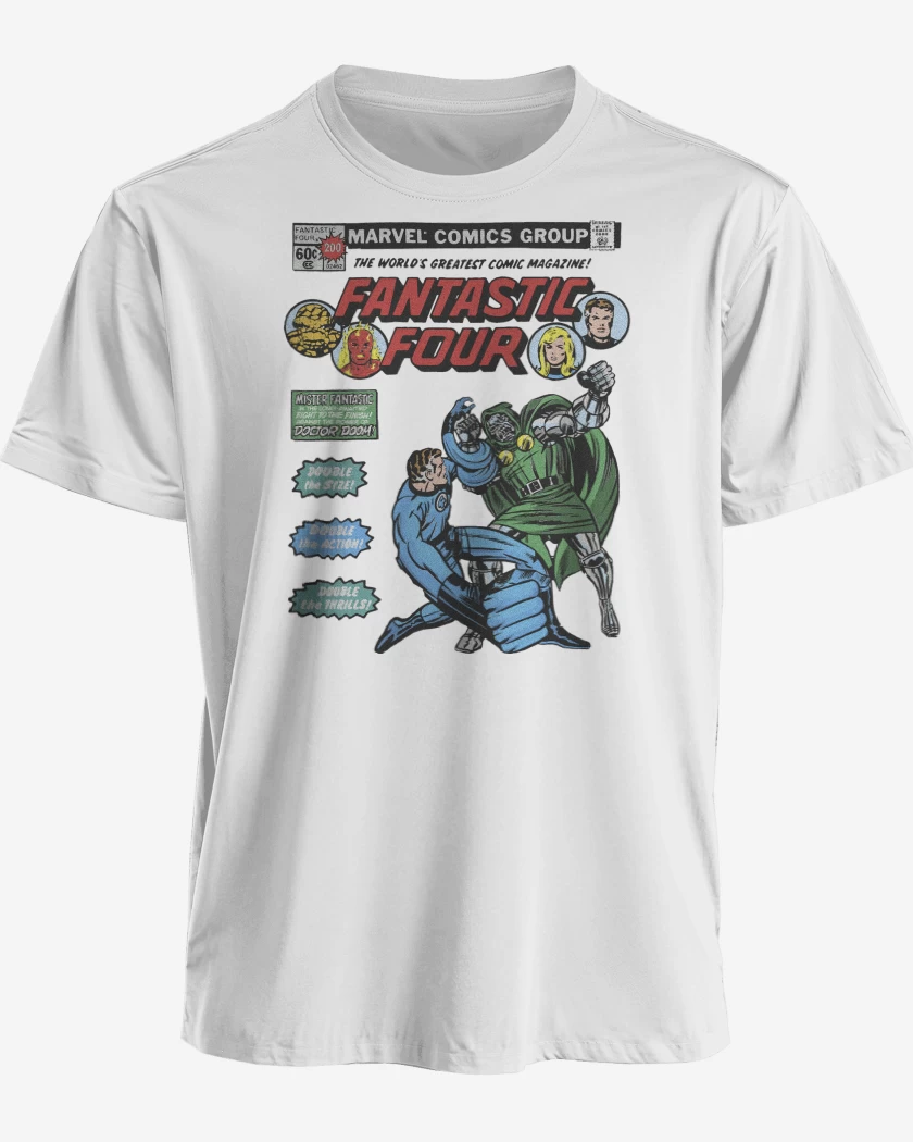 Polera premium Blanco de Los Cuatro vs Dr Doom