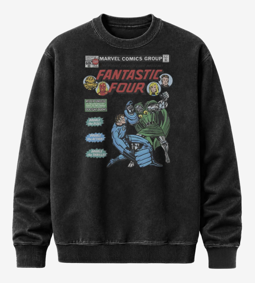 Poleron Polo Acid Wash Negro de Los Cuatro vs Dr Doom