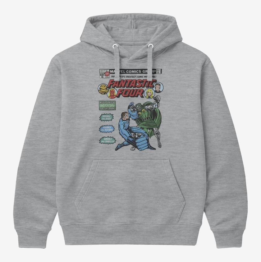 Polerón Canguro Gris Melange de Los Cuatro vs Dr Doom