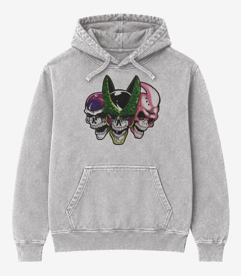 Poleron Canguro Acid Wash Gris Melange de Malos DBZ
