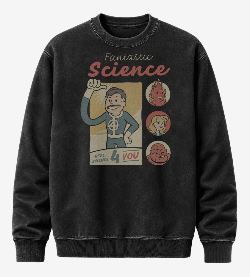 Poleron Polo Acid Wash Negro de Ciencia Fantastica