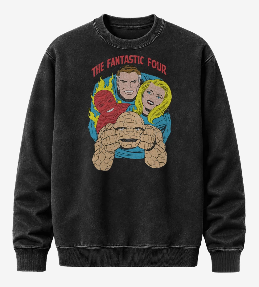 Poleron Polo Acid Wash Negro de Amigos Fantasticos