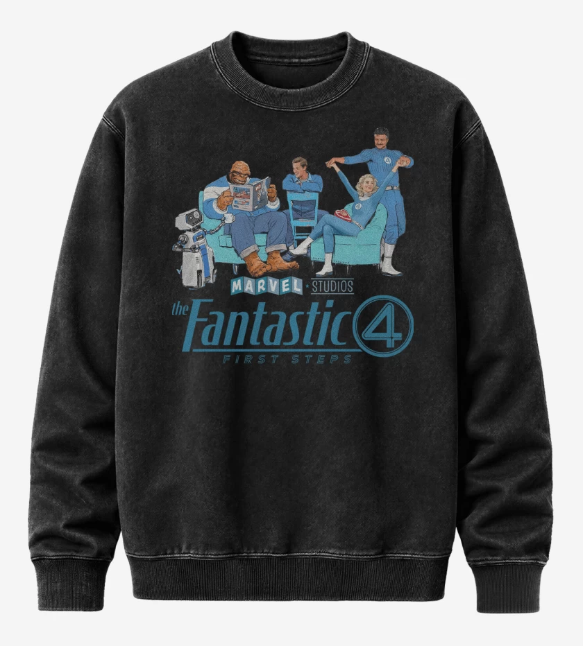Poleron Polo Acid Wash Negro de Los Cuatro Fantasticos 