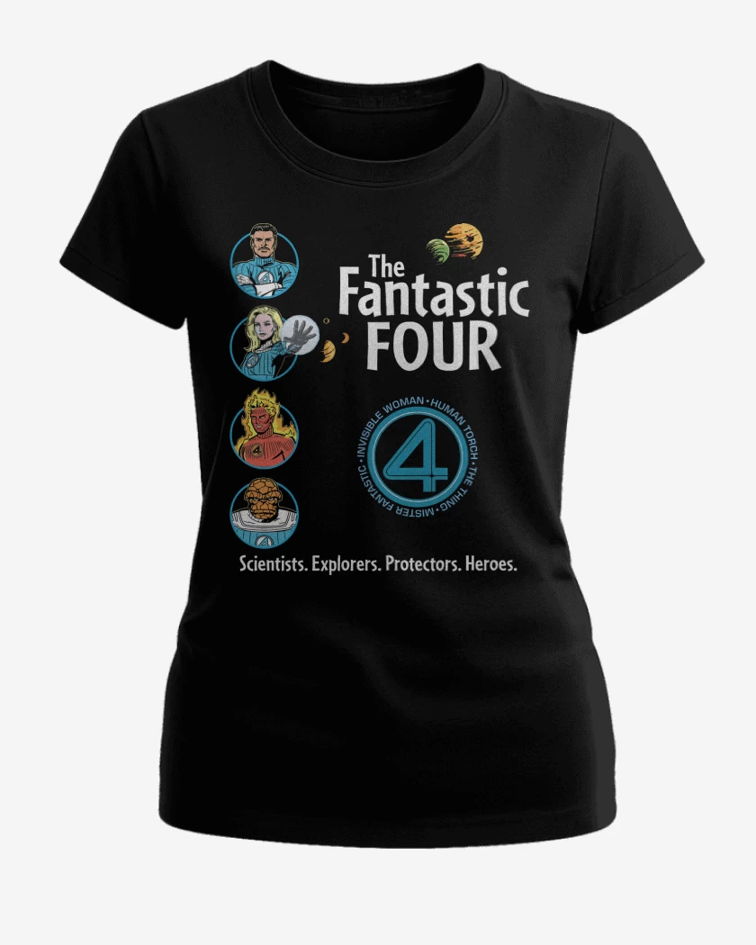 Polera de Mujer Negro de Cientificos Exploradores Protectores Heroes