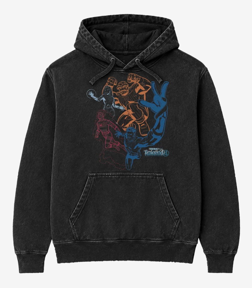 Poleron Canguro Acid Wash Negro de Los F4