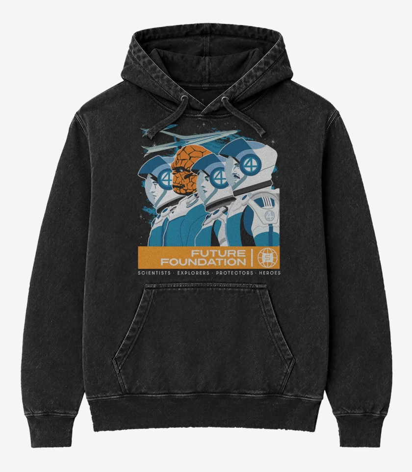 Poleron Canguro Acid Wash Negro de Future Foundation 
