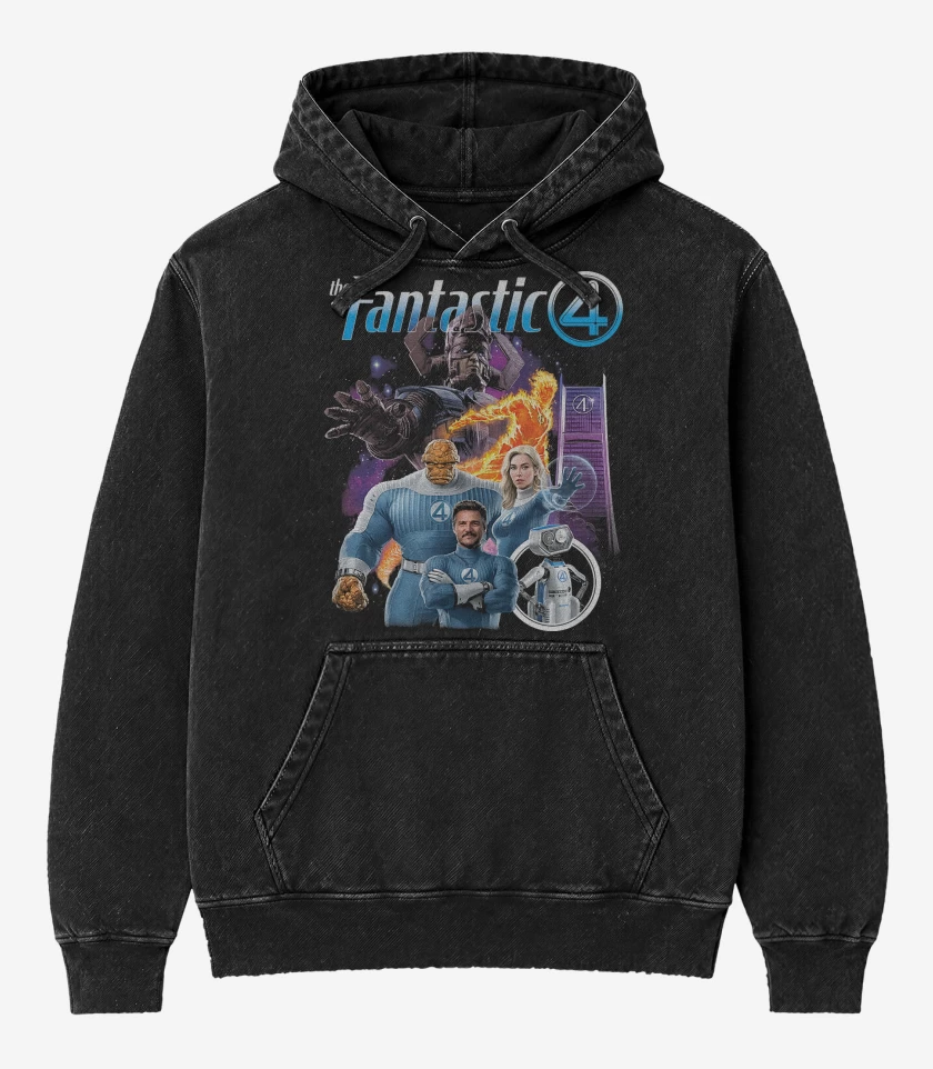 Poleron Canguro Acid Wash Cuatro Fantasticos & Galactus