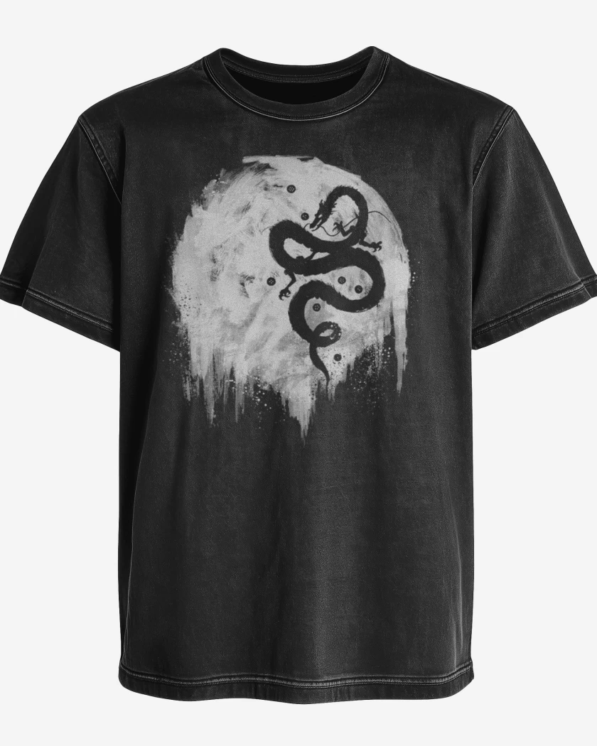 Polera desgastada Negro de Dragon DBZ