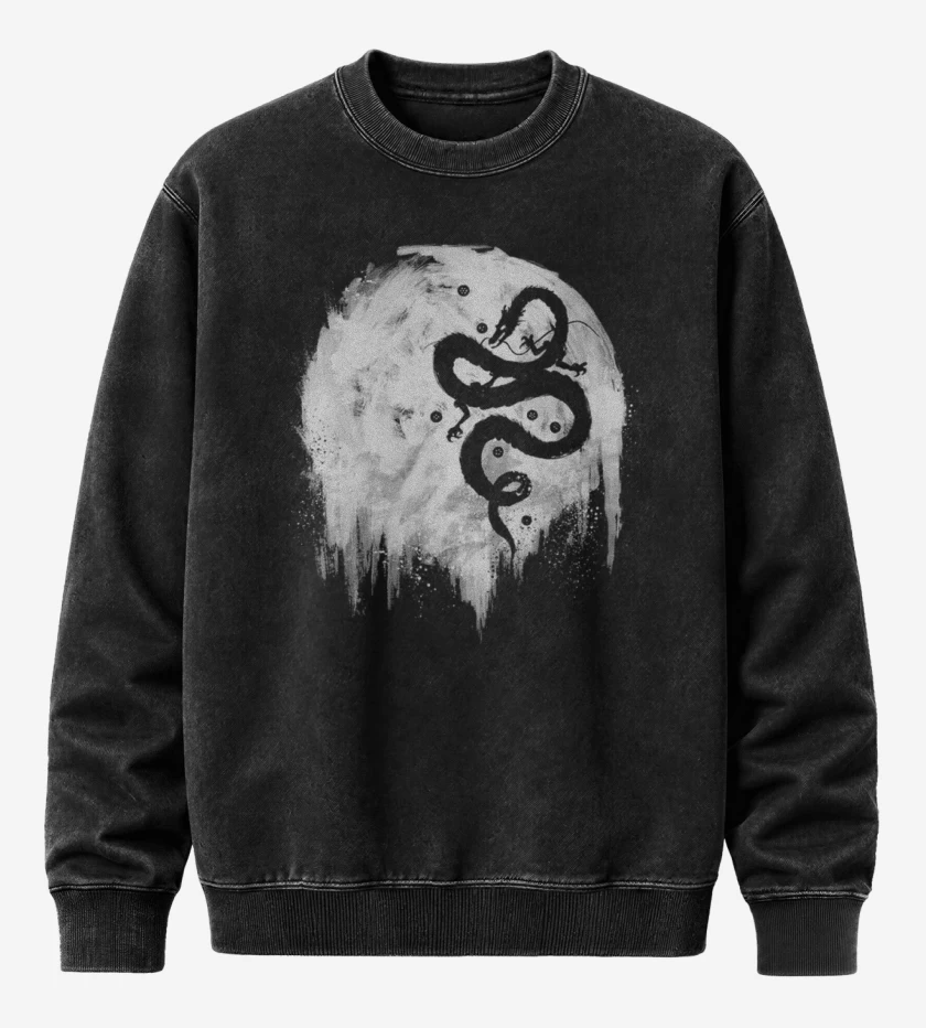 Poleron Polo Acid Wash Negro de Dragon DBZ