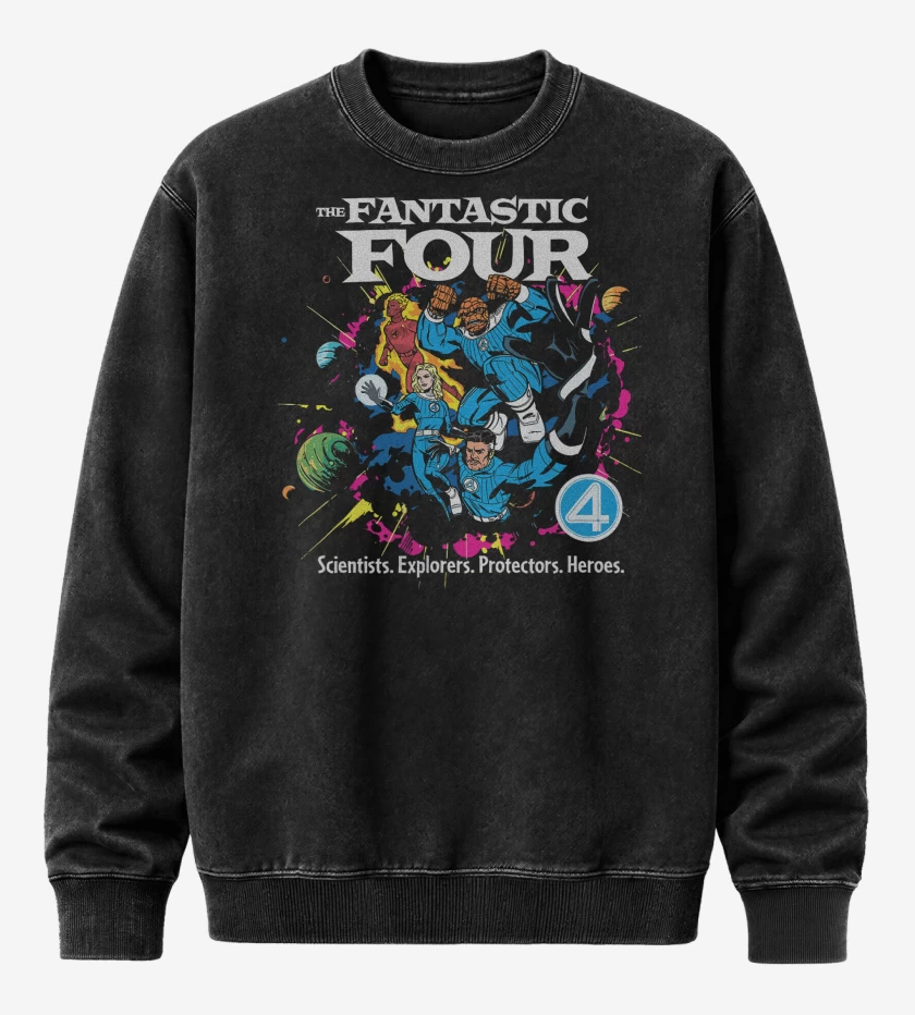 Poleron Polo Acid Wash Negro de The Fantastic Four Comic