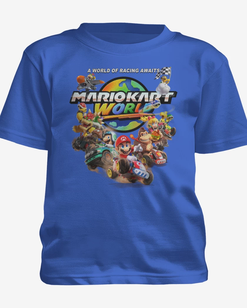 Polera de niño Azul Rey de Mario Kart World
