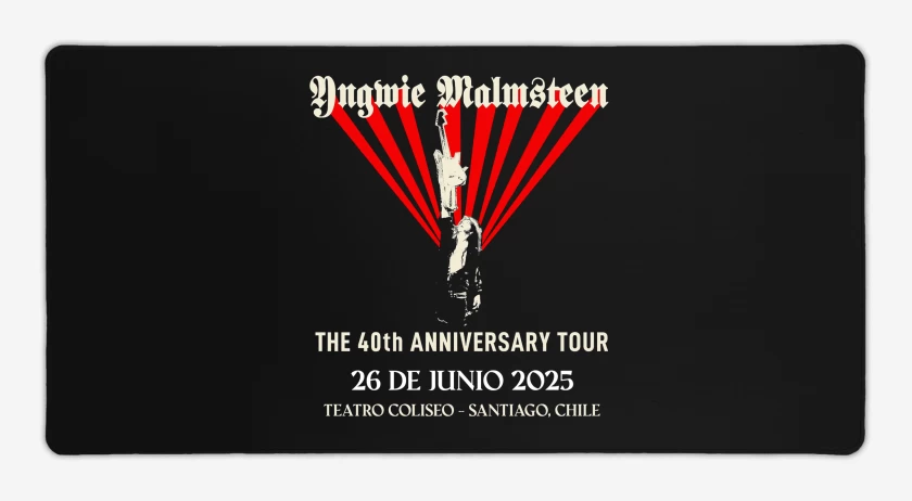 Mouse pad Gamer Negro de Yngwie Malmsteen 40 Aniversario