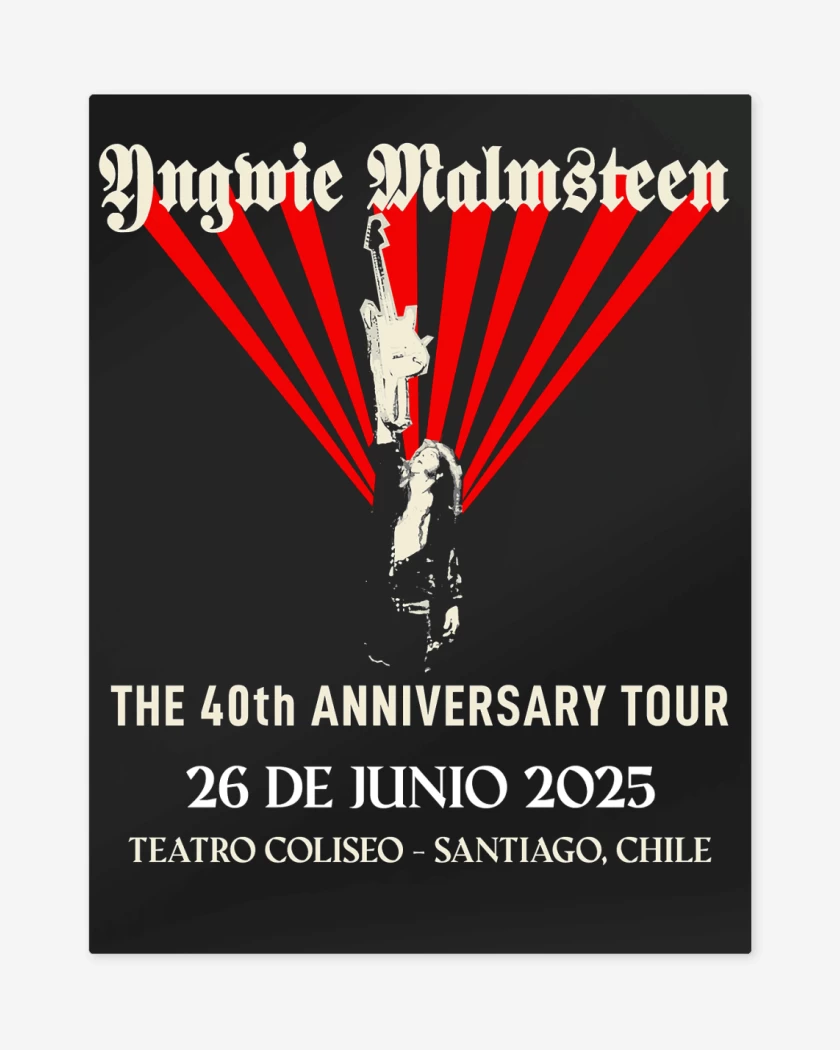 Print metalico Negro de Yngwie Malmsteen 40 Aniversario