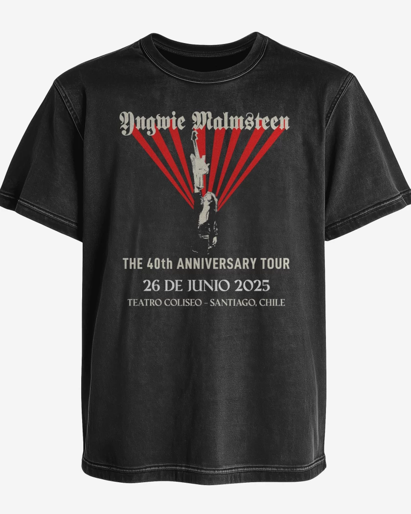 Polera desgastada Negro de Yngwie Malmsteen 40 Aniversario