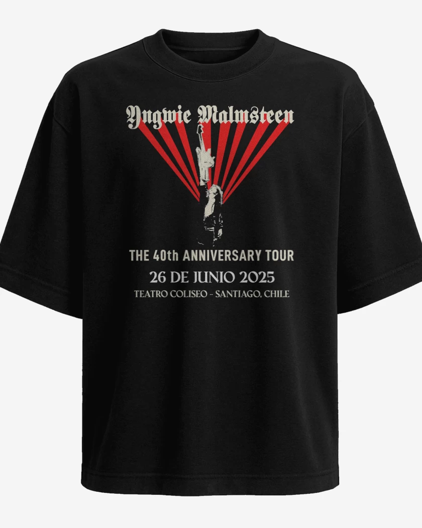 Polera Oversize Negro de Yngwie Malmsteen 40 Aniversario