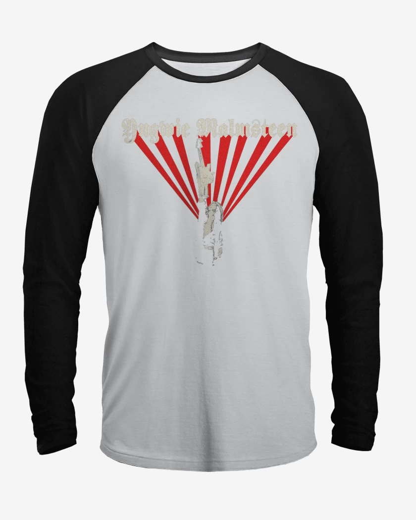 Polera Raglan Blanco / Negro de Yngwie Malmsteen 40 Aniversario 2