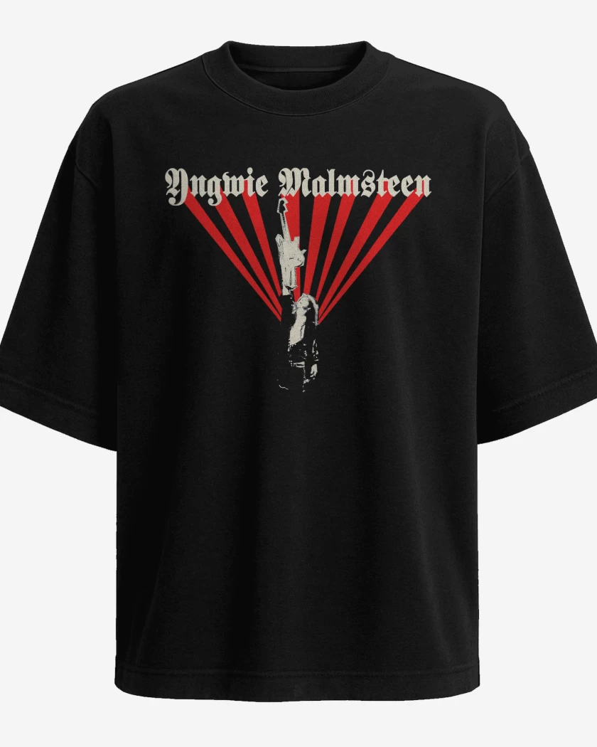 Polera Oversize Negro de Yngwie Malmsteen 40 Aniversario 2
